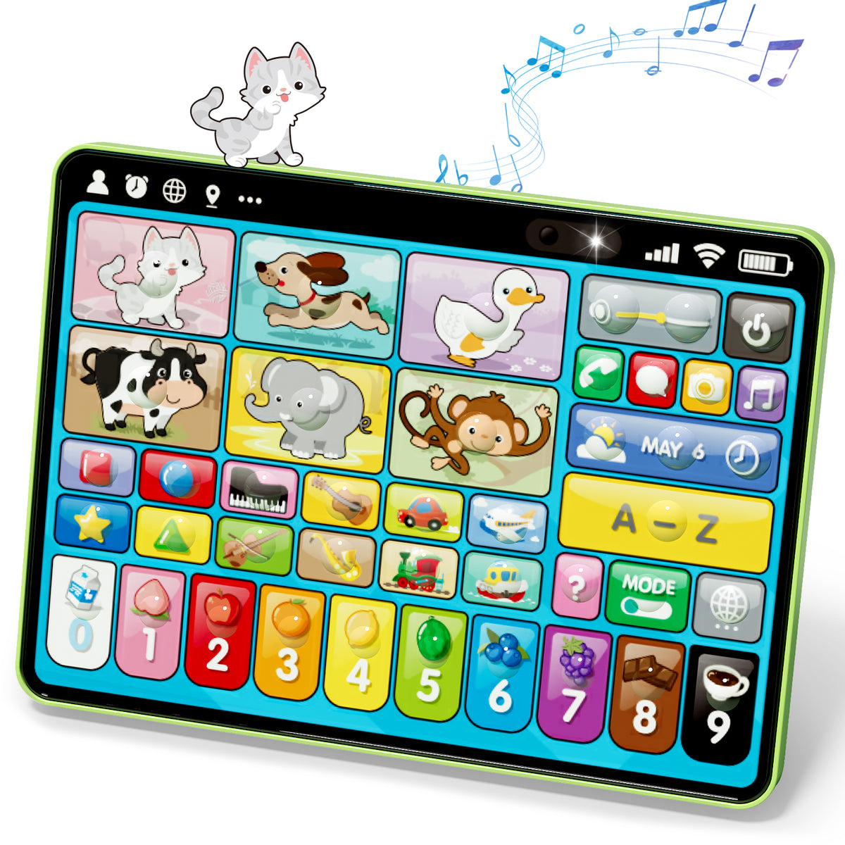 Learning Toys for Toddlers 1 3, Trilingual Learning Tablet with Music and Lights, Montessori Speech Therapy Toys, Education Learning Toys for Kids Ages 1-3 - Green