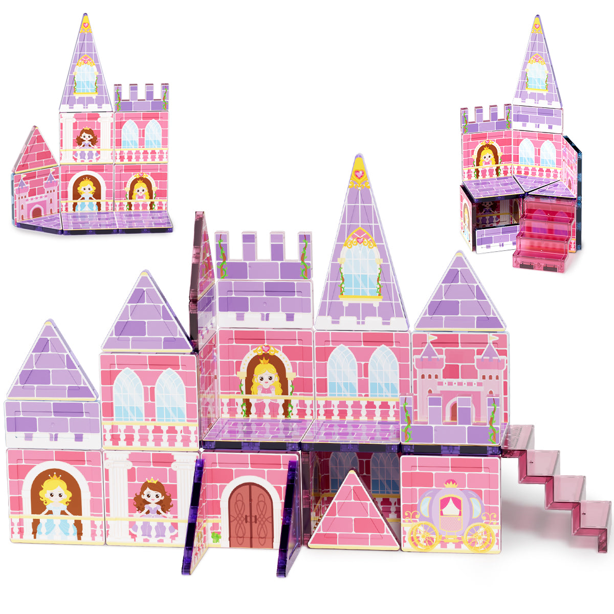Magnetic Tiles Sets for Kids Ages 4 8 , Princess 30PCS Magnetic Tiles, STEM Montessori Educational Toy for Girls, Magnetic Construction Toys for 4-8 Year Old Kids