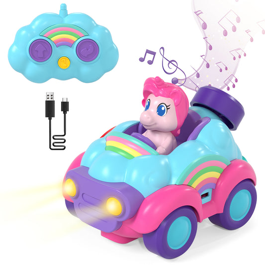 LC Toddler Girl Toys, Rechargeable Remote Control Car for Toddlers Ages 2-4 Girls Old Girl Toys, Unicorn Toys RC Cars with Lights & Music, Toys for 3 Year Old Girls