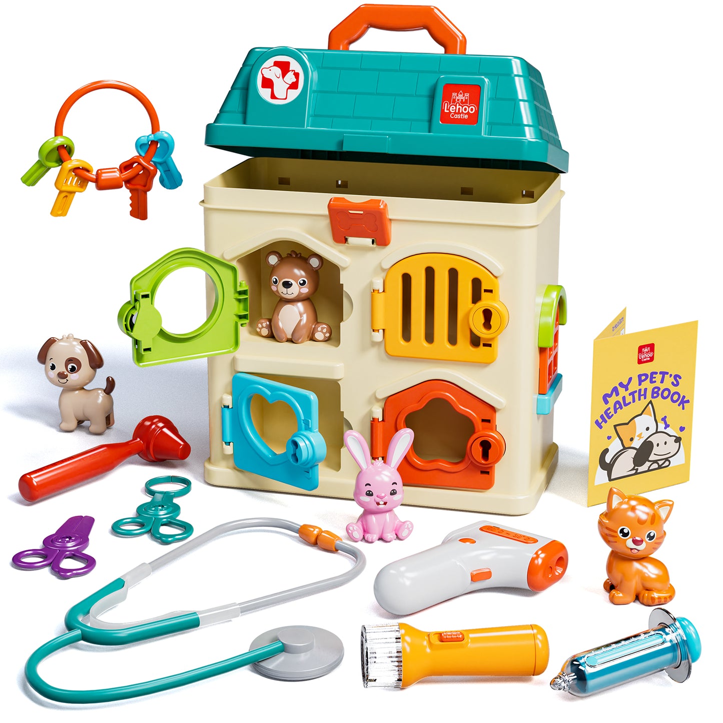 Pretend Play Toy Vet Set For Toddlers, Doctor Vet Kit for Kids Pet Care Set