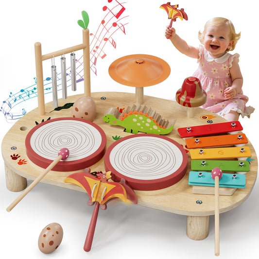 Kids Drum Set, Toys for 1 Year Old, Wooden Musical Instruments for Toddlers, Preschool Educational Xylophone Drum Kit, Montessori Toys for Boys 1-3 Years Old Christmas Birthday Gifts