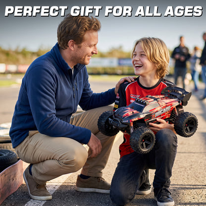1:14 Scale All Terrain RC Car for Adults & Boys, Remote Control Truck 4WD 40KM/H High Speed, Hobby Grade Waterproof RC Car Toys with Cool Light & 2 Rechargeable Batteries, Best Gift for Boys & Adult