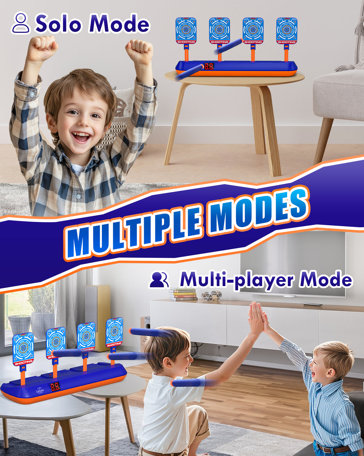 4 Electronic Digital Target, for Nerf Targets for Kids to Shoot, Shooting Targets with Auto-Reset - Blue