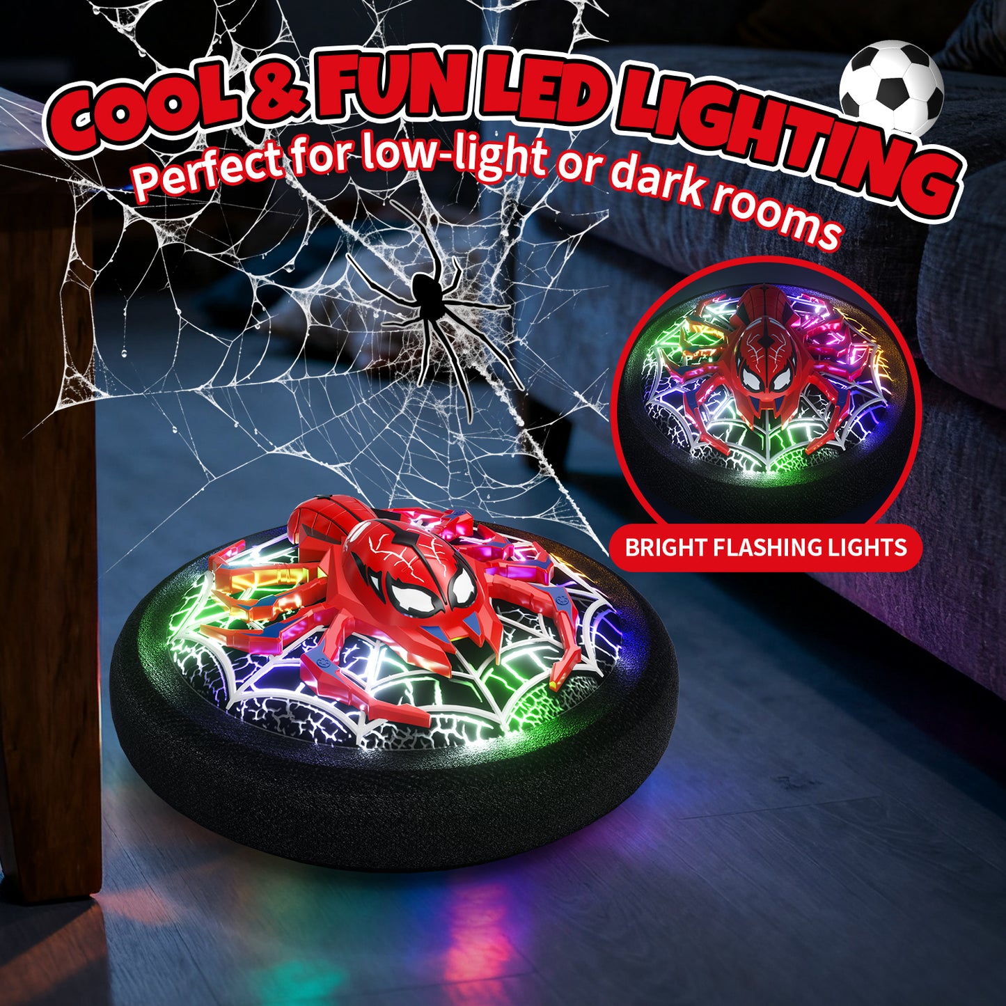 Hover Soccer Ball, Soccer Games with LED Lights, Indoor & Outdoor Sports Games Toys for Boys, Light-Up Toys Game Hover Soccer Ball for Kids 2 3 4 5 6 7 8 Year Old