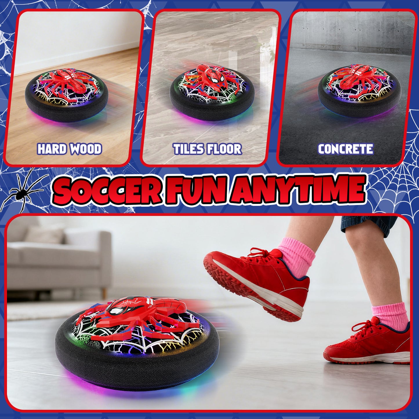 Hover Soccer Ball, Soccer Games with LED Lights, Indoor & Outdoor Sports Games Toys for Boys, Light-Up Toys Game Hover Soccer Ball for Kids 2 3 4 5 6 7 8 Year Old