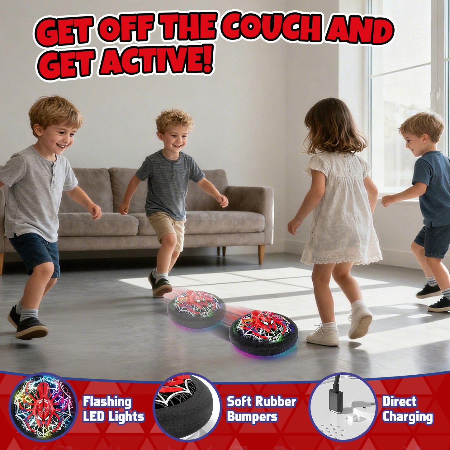 Hover Soccer Ball, Soccer Games with LED Lights, Indoor & Outdoor Sports Games Toys for Boys, Light-Up Toys Game Hover Soccer Ball for Kids 2 3 4 5 6 7 8 Year Old