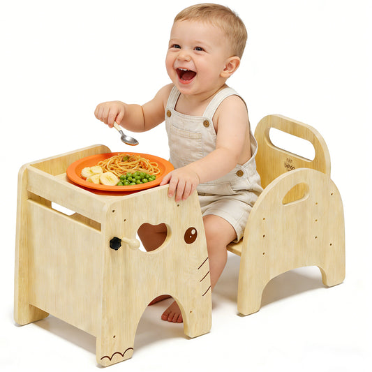 Toddler Table and Chair Set, Wood Toddler Table and Chairs, Montessori Weaning Baby Table Chair Set, Ideal for Mealtime, Learning, and Play, Easy to Assemble
