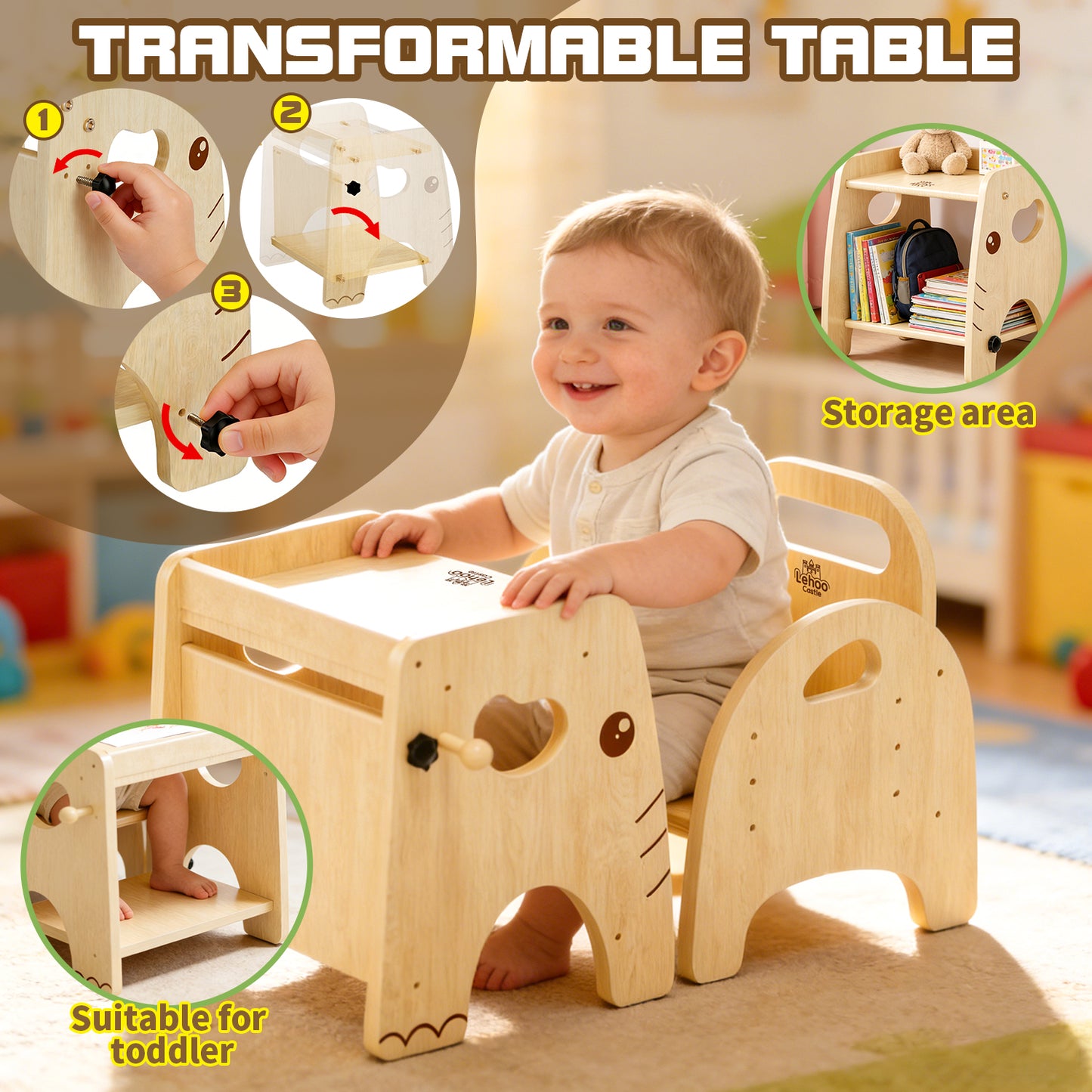 Toddler Table and Chair Set, Wood Toddler Table and Chairs, Montessori Weaning Baby Table Chair Set, Ideal for Mealtime, Learning, and Play, Easy to Assemble
