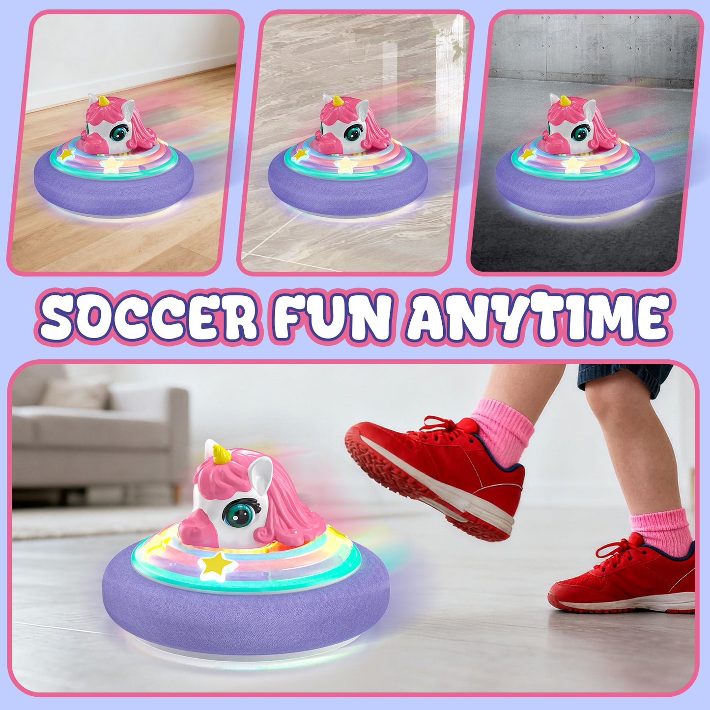 Hover Soccer Ball, Soccer Games with LED Lights, Indoor & Outdoor Sports Games Toys for Girls, Light-Up Toys Game Hover Soccer Ball for Kids 2 3 4 5 6 7 8 Year Old