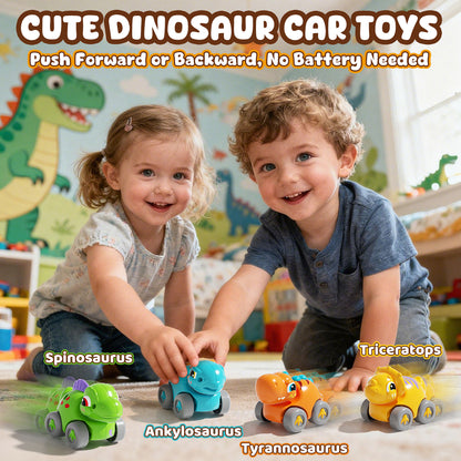 Toy for 1 Year Old, Toy Car for Boys, 5 in 1 Dinosaur Slide & Parking with 4 Push and Go Toy Cars, Educational Toy for Toddler 1 2 3 Year Old Boys Girls Birthday Gift