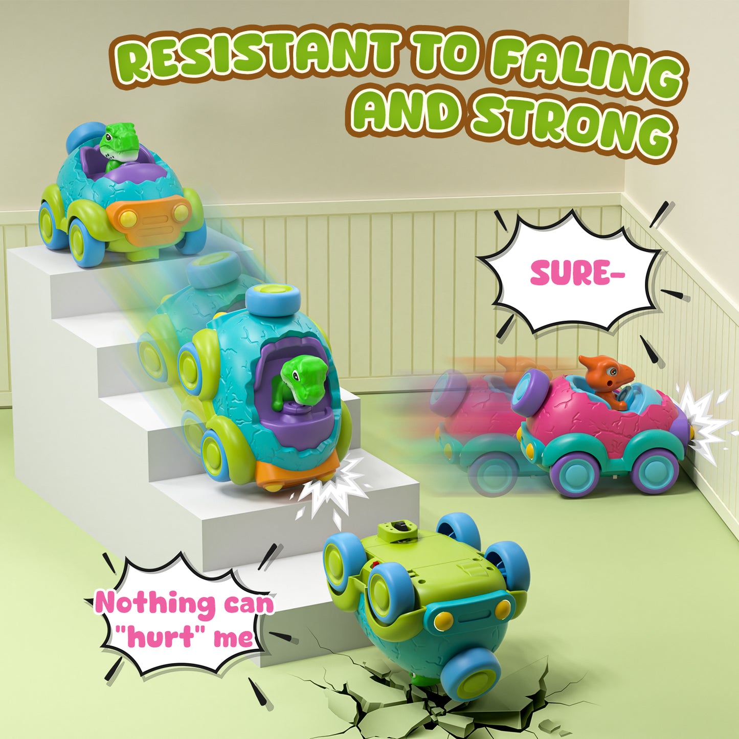 Remote Control Car for Toddlers, Dinosaur Toys Car with Lights & Music, Rechargeable RC Cars for Toddler, Toys for Boys 2 to 4 Years Old