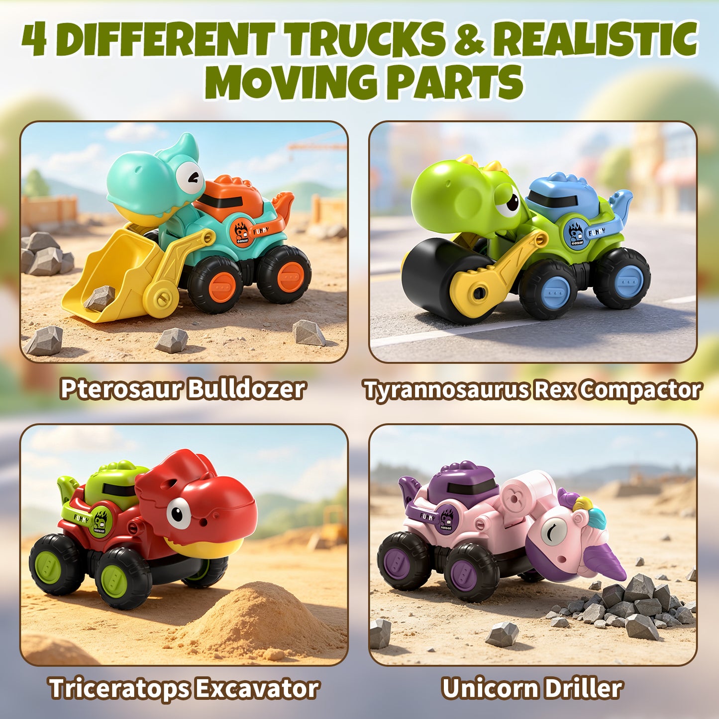 Toys for 1 Year Old, Dinosaur Vehicle Toy Cars For Toddlers, Pull Back Cars Baby Toys, Press And Go Toy Cars, Toy Car for 1 Year Old Toddler