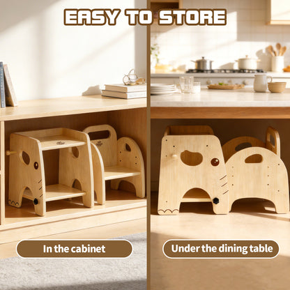 Toddler Table and Chair Set, Wood Toddler Table and Chairs, Montessori Weaning Baby Table Chair Set, Ideal for Mealtime, Learning, and Play, Easy to Assemble