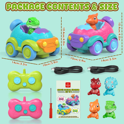 Remote Control Car for Toddlers, Dinosaur Toys Car with Lights & Music, Rechargeable RC Cars for Toddler, Toys for Boys 2 to 4 Years Old