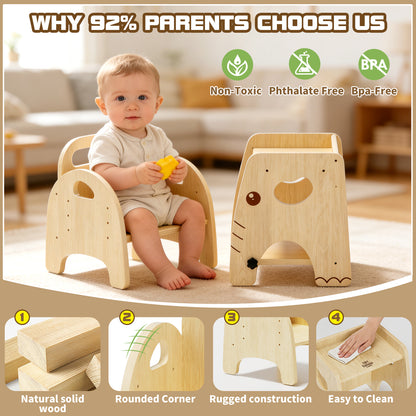 Toddler Table and Chair Set, Wood Toddler Table and Chairs, Montessori Weaning Baby Table Chair Set, Ideal for Mealtime, Learning, and Play, Easy to Assemble