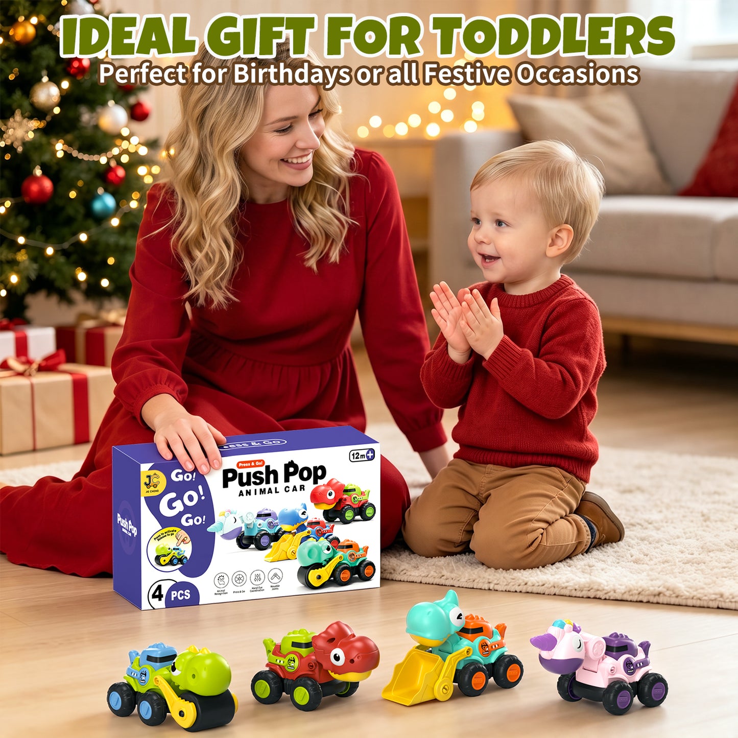 Toys for 1 Year Old, Dinosaur Vehicle Toy Cars For Toddlers, Pull Back Cars Baby Toys, Press And Go Toy Cars, Toy Car for 1 Year Old Toddler