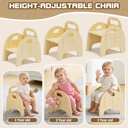 Toddler Table and Chair Set, Wood Toddler Table and Chairs, Montessori Weaning Baby Table Chair Set, Ideal for Mealtime, Learning, and Play, Easy to Assemble