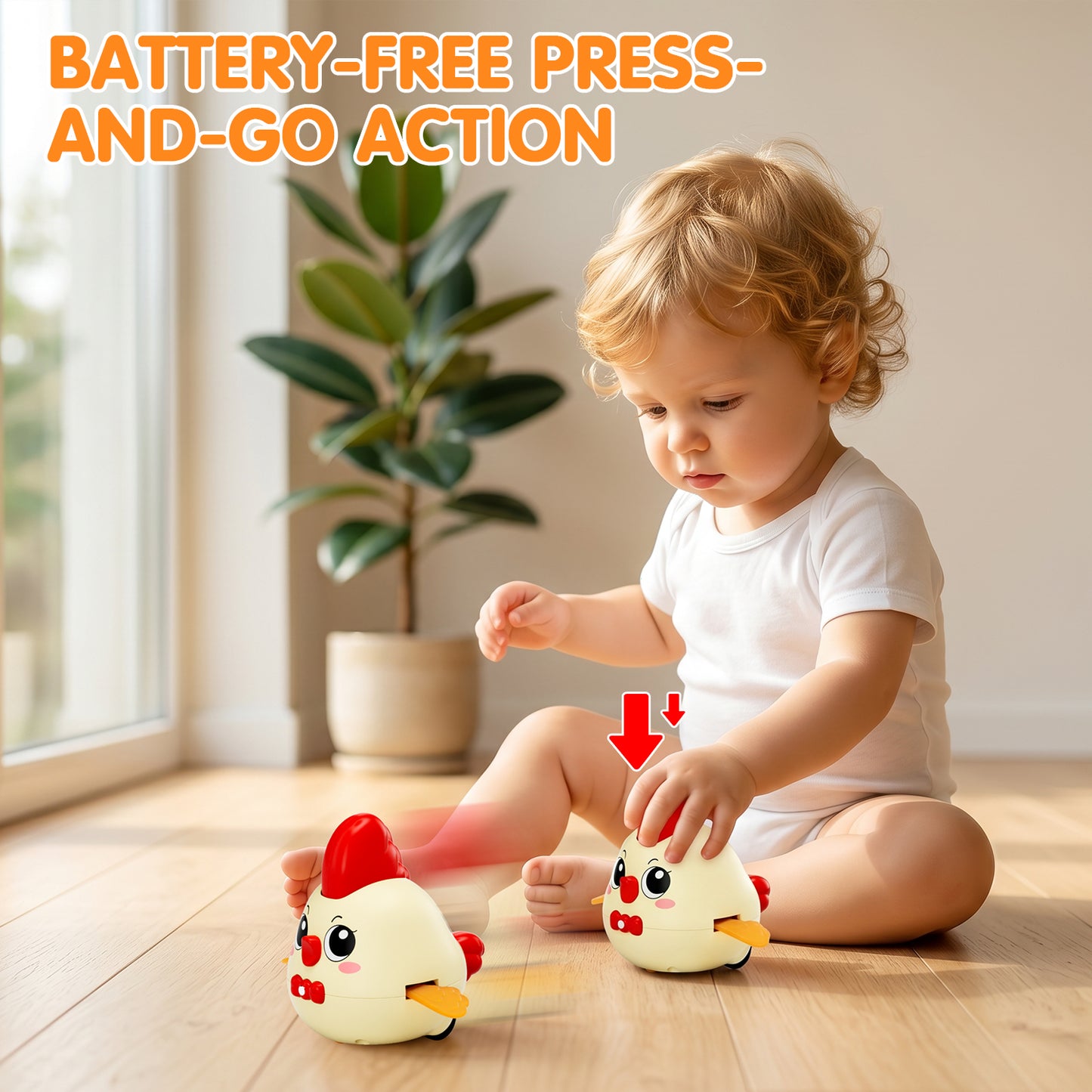 Crawling Toys, Baby Toys 6-12 Months, Musical Dancing Chicken Toy Set with Mama and Babys, Crawling and Interaction Toy for 1 Year Old Toddler