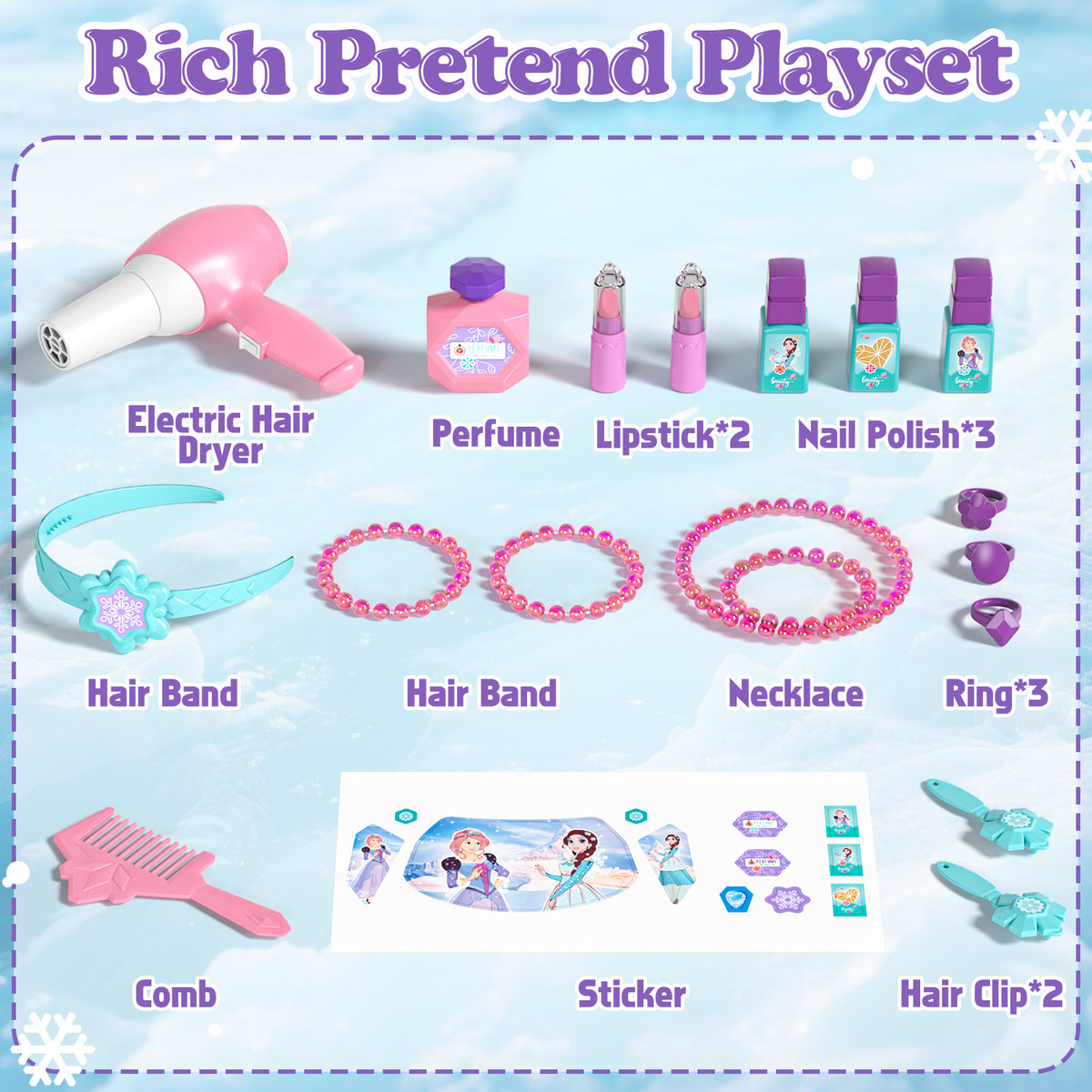 Kids Vanity Sets for Girls, Pretend Makeup Table with Mirror & Light & Music Sound & Chair & Accessories, Toddler Girls Toys for 2-5 Year Old