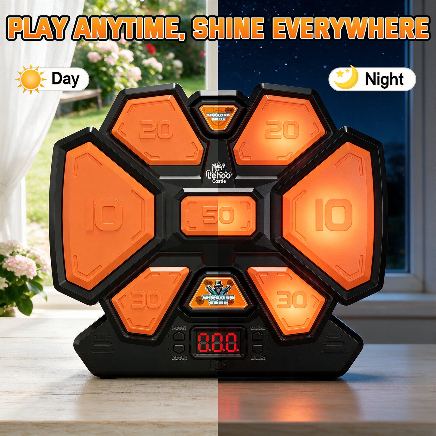 Electronic Target for Nerf Guns, Digital Auto Scoring Shooting Target with 4 Modes, Light and Sound Effect, Indoor Outdoor Shooting Game Toy for Kids Boys Girls