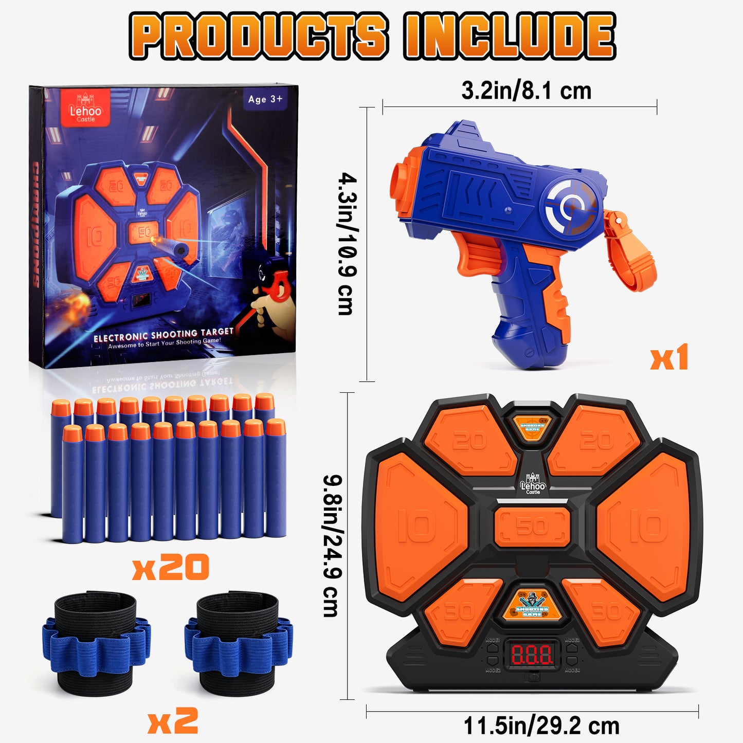 Electronic Target for Nerf Guns, Digital Auto Scoring Shooting Target with 4 Modes, Light and Sound Effect, Indoor Outdoor Shooting Game Toy for Kids Boys Girls