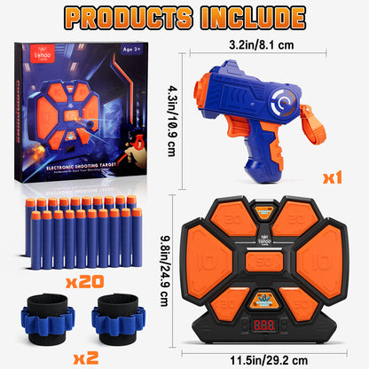 Electronic Target for Nerf Guns, Digital Auto Scoring Shooting Target with 4 Modes, Light and Sound Effect, Indoor Outdoor Shooting Game Toy for Kids Boys Girls