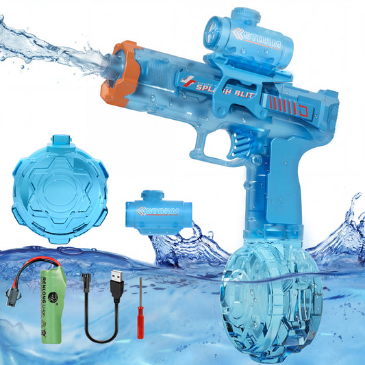 Electric Water Blaster for Kid/Adult, Transparent Automatic Squirt Blaster High Powered, 26-33 FT Long Range, Summer Outdoor Beach Pool Party Toy, Gift for Kids 8 9 10 11 12 Years Old