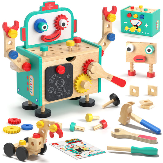 Lehoo Castle Robot Toddler Tool Set, Pretend Play Kids Toys, Toy Construction Tools for Kids Ages 3 4 5 6 7 8 Years Old