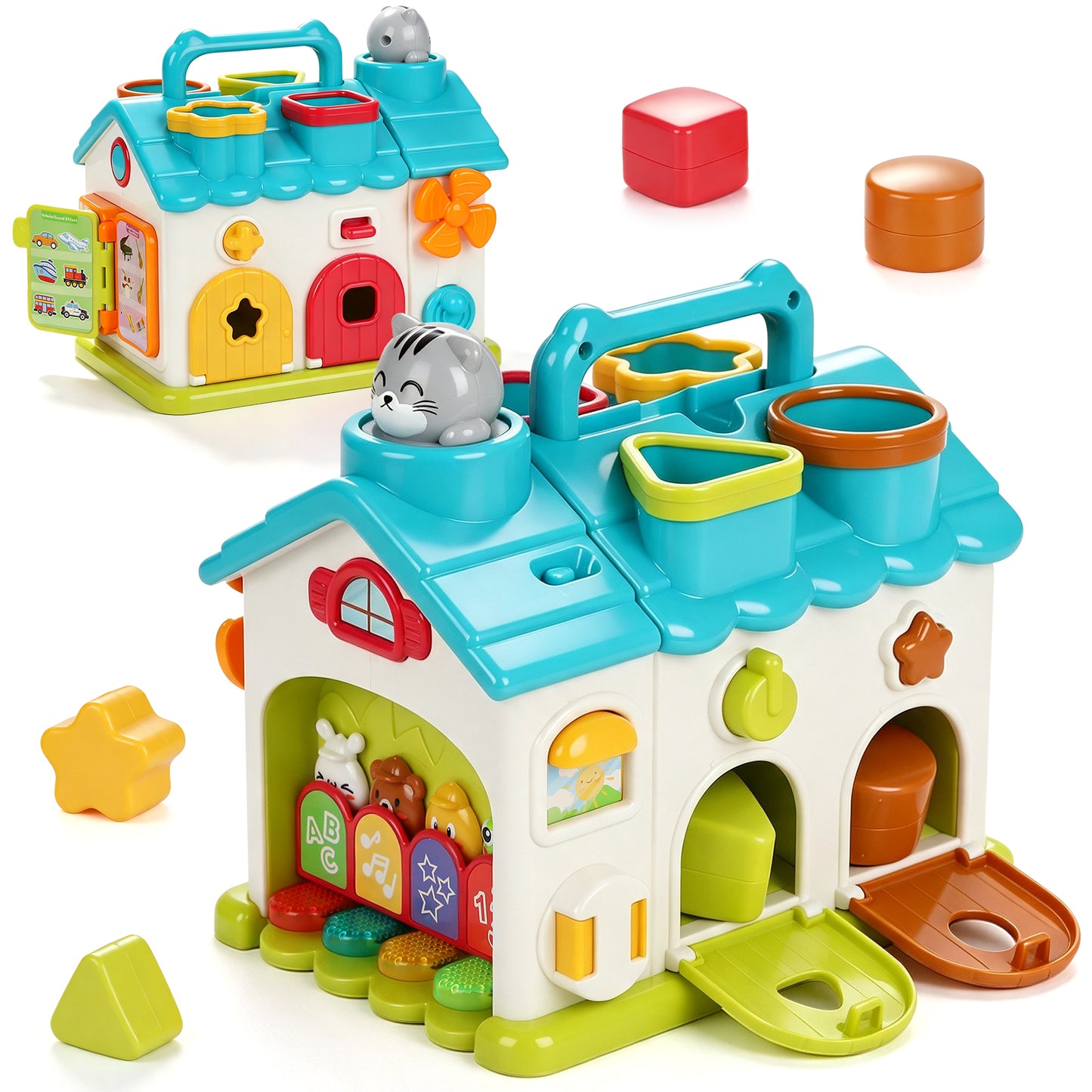 Learning Toys for Toddlers 1 3, Montessori Baby Toys Multi-Functional House with Music, Educational Learning Toys for 1-3 Year Old Boys Girls Gifts
