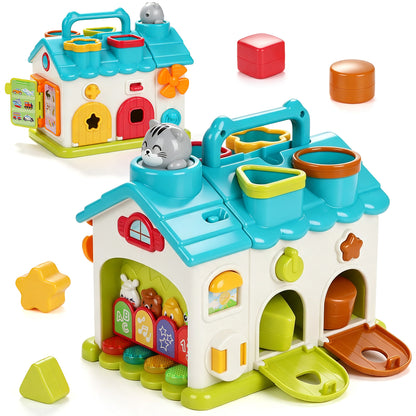 Learning Toys for Toddlers 1 3, Montessori Baby Toys Multi-Functional House with Music, Educational Learning Toys for 1-3 Year Old Boys Girls Gifts