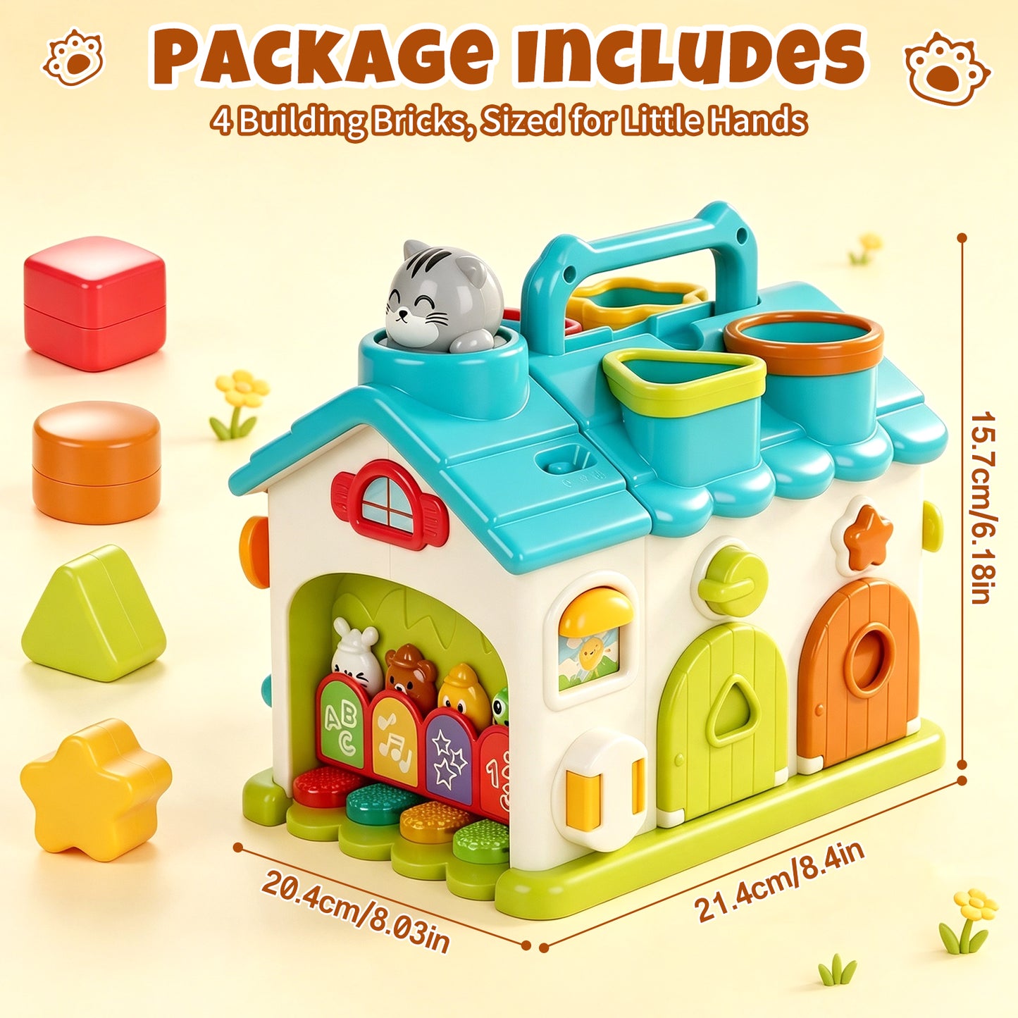 Learning Toys for Toddlers 1 3, Montessori Baby Toys Multi-Functional House with Music, Educational Learning Toys for 1-3 Year Old Boys Girls Gifts