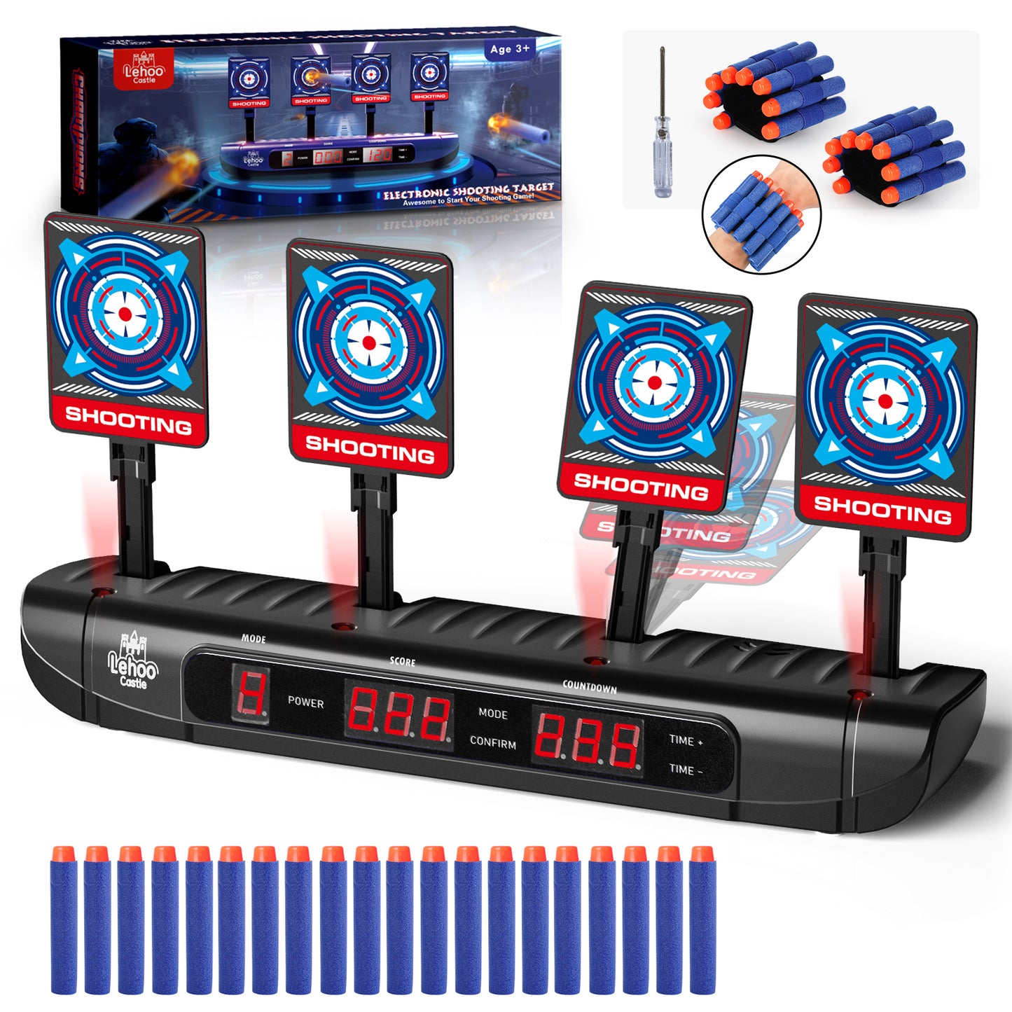 LC Digital Electronic Scoring Shooting Target for Nerf, Auto Reset