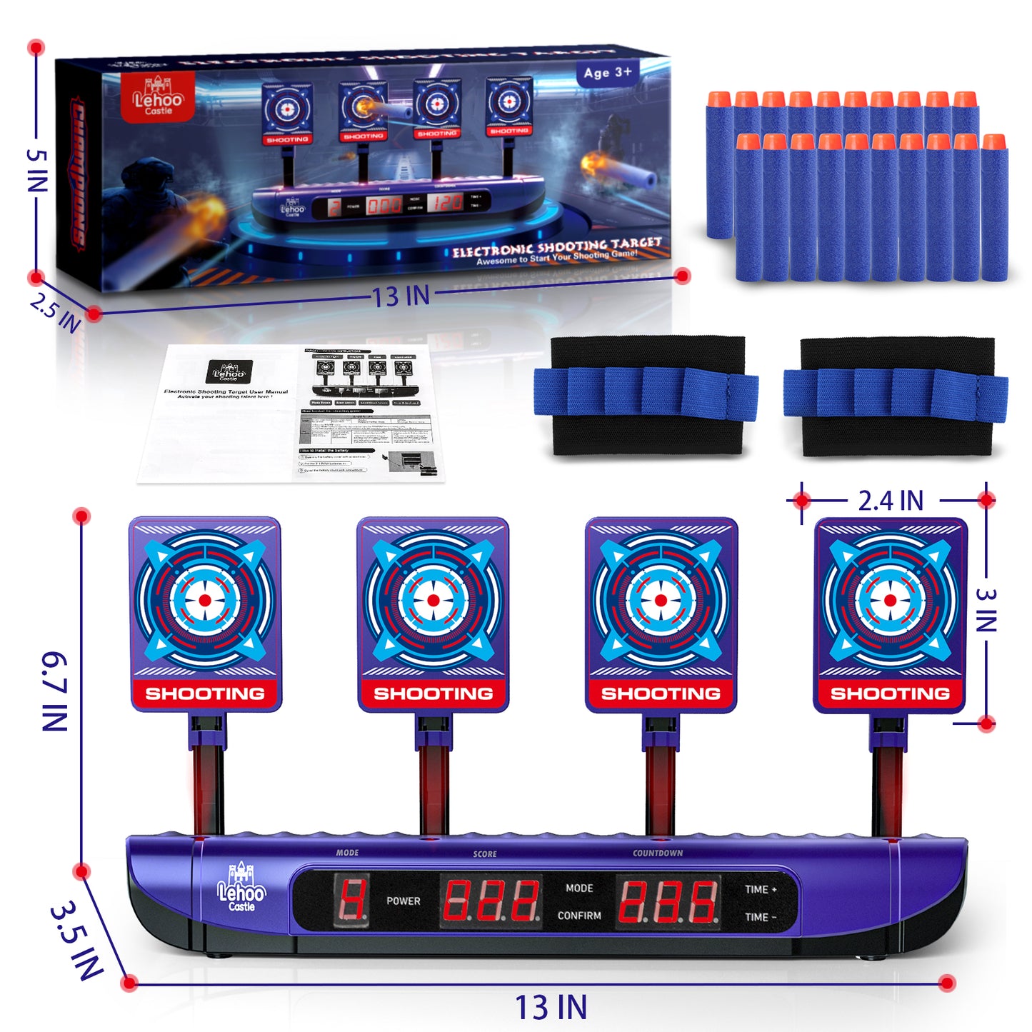 LC Digital Electronic Scoring Shooting Target for Nerf, Auto Reset