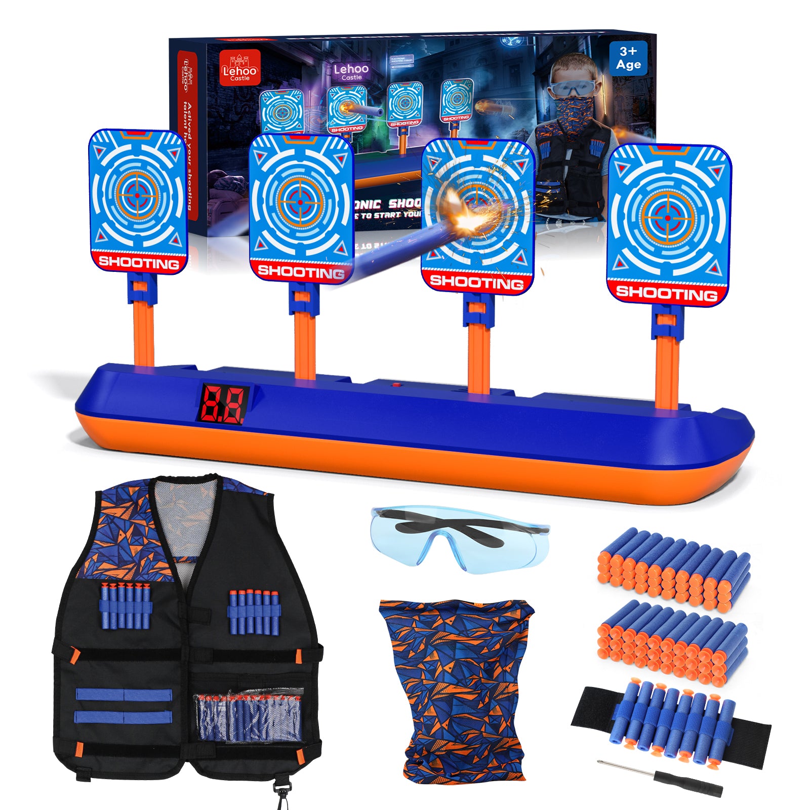 Electronic Digital Target, Nerf Targets for Kids to Shoot, Shooting  Targets with Auto-Reset 蓝酒