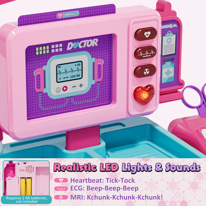 Doctor Kit for Toddlers 3-5, Pretend Play Medical Kit Toy, Toddler Medical Cart Toy with Sound & Medical Accessories for 2 3 4 5 Year Old Boys Girls, Doctor Kit Toy for Kids Birthday Gifts