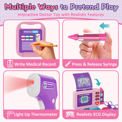 Doctor Kit for Toddlers 3-5, Pretend Play Medical Kit Toy, Toddler Medical Cart Toy with Sound & Medical Accessories for 2 3 4 5 Year Old Boys Girls, Doctor Kit Toy for Kids Birthday Gifts