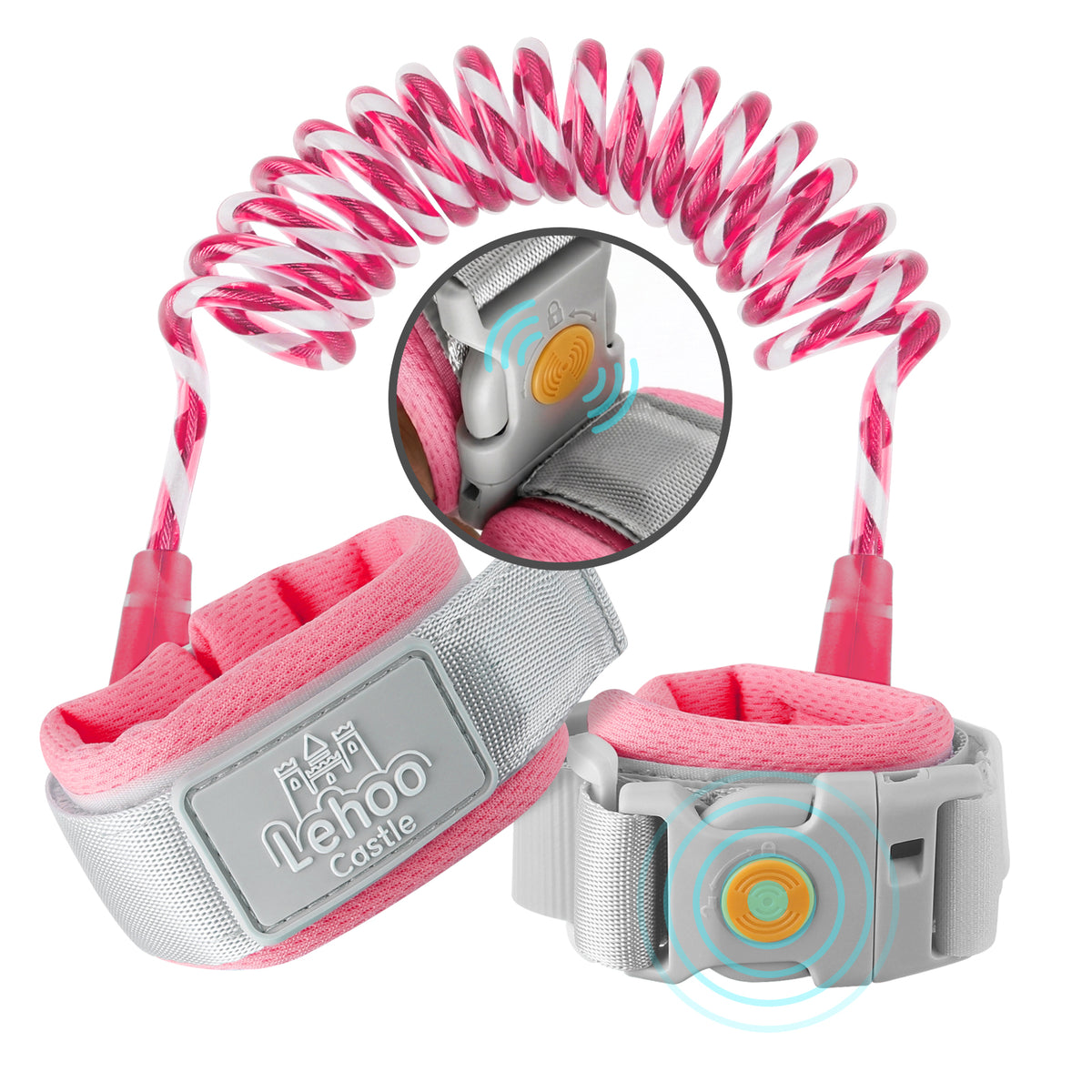 Toddler Leash, Upgraded Anti Lost Wrist Link, Kid Harness with Induction Lock (Pink)
