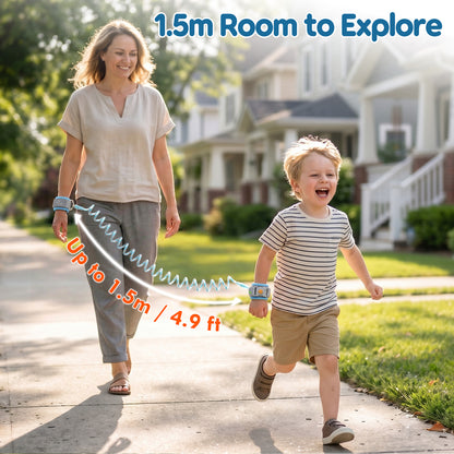 Toddler Leash, 4.9ft Anti Lost Wrist Link for Toddlers with Induction Lock, Child Leash Harness, Leash for Kids (Light Blue)