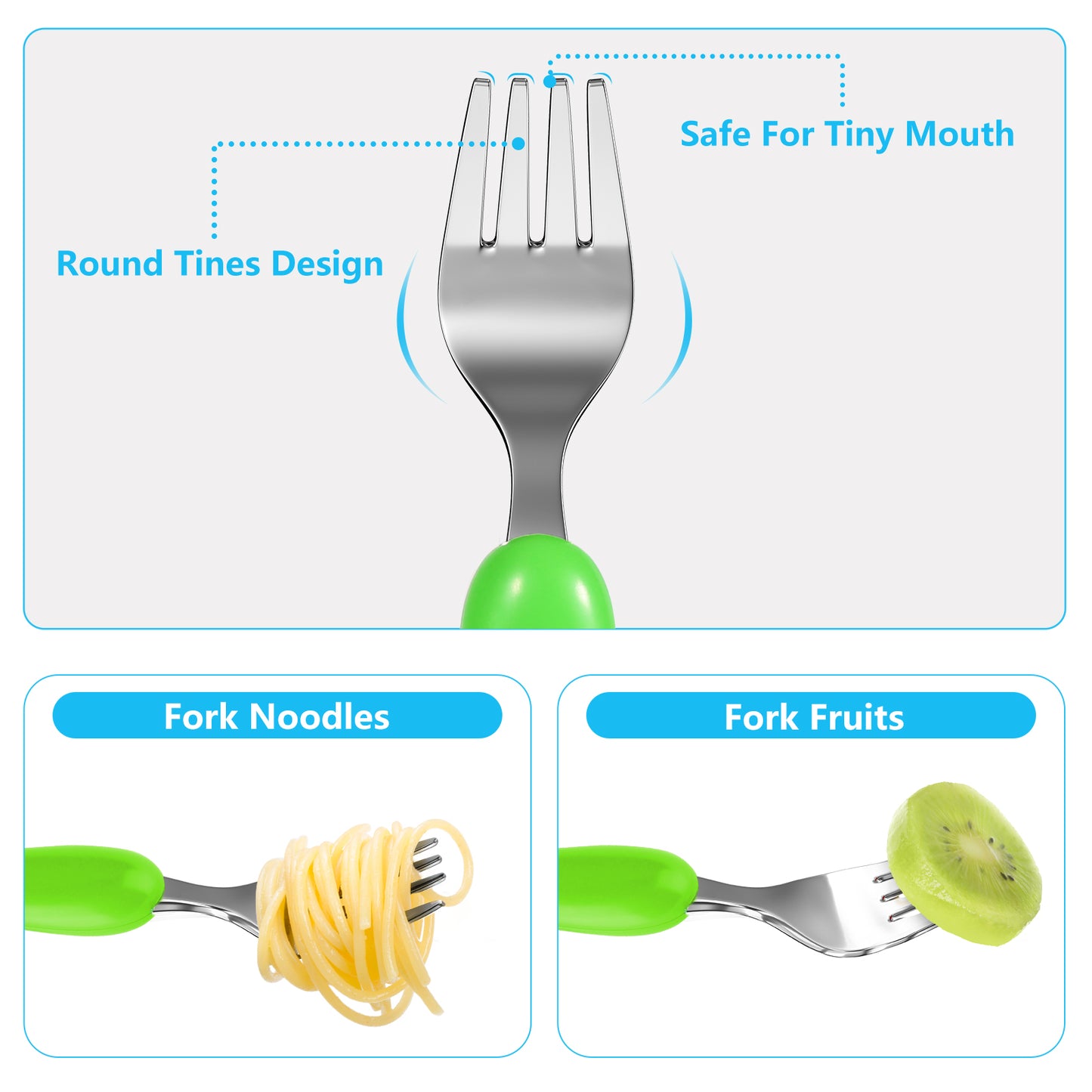 Toddler Fork and Spoon, 6pcs Toddler Utensils Kids Silverware (Excavator)
