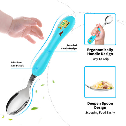Toddler Fork and Spoon, 6pcs Toddler Utensils Kids Silverware (Excavator)