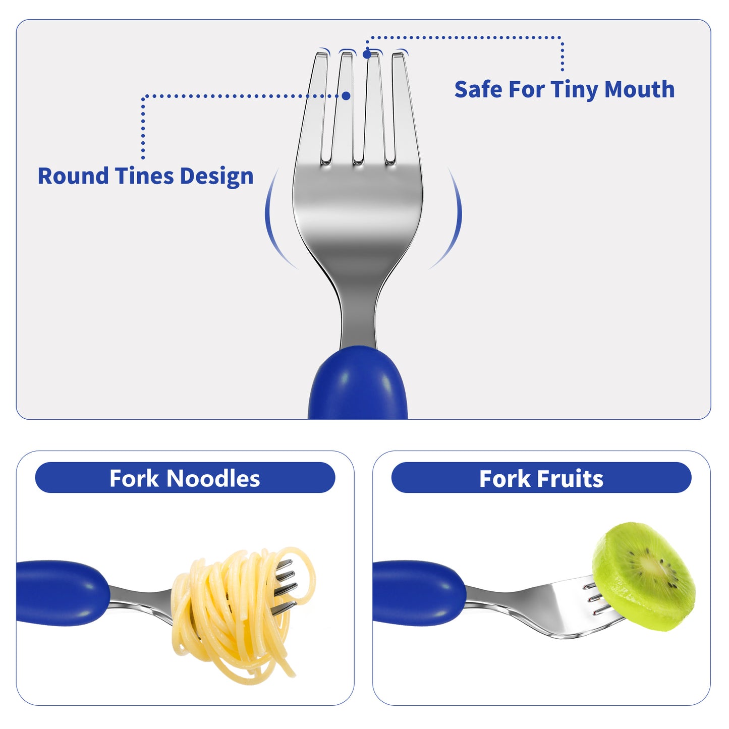 6 pcs Toddler Baby Utensils Set, Children Flatware Set, Safety Stainless Steel Toddler Fork Spoon Knife Set