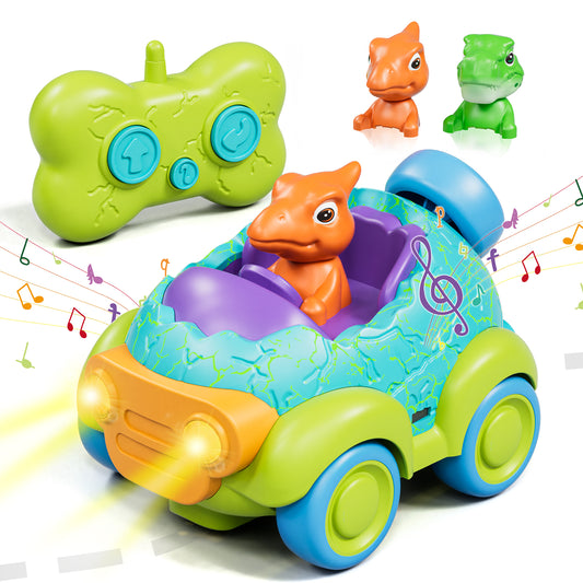 Remote Control Car for Toddlers, Rechargeable RC Cars for Toddler Toys 2-3, Toys for Ages 2-4 Dinosaur with Lights & Music, 2 3 4 5 Years Old Boy Toys
