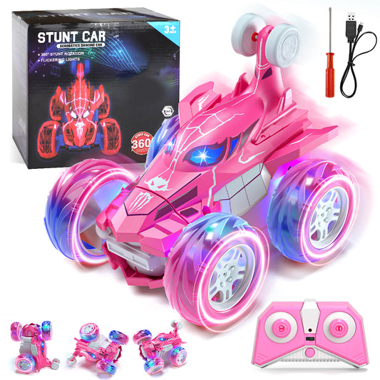 Remote Control Car, RC Cars, 2.4Ghz Fast Stunt with Cool Lights, 360° Rotation Race Car, Outdoor Toys for Boys 5-10 Year Old, Best Gift for Birthday