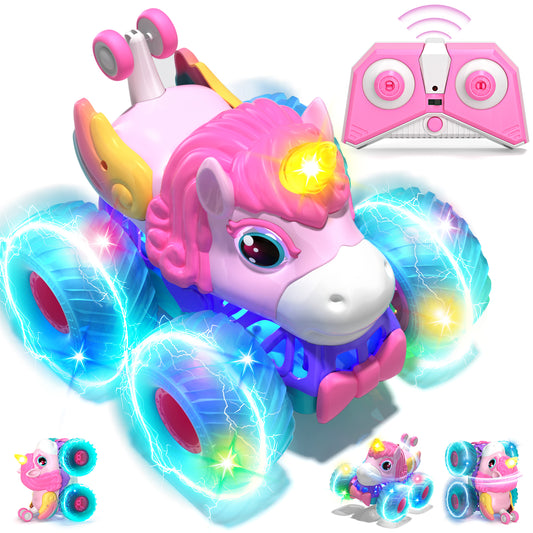 Unicorn Remote Control Cars, RC Cars, Remote Control Monster Truck Unicorn Toys, 2.4Ghz Stunt with Light & 360°Rotation, Unicorn Toys for Girls 5-10, Birthday Gift for 5 Year Old Girl