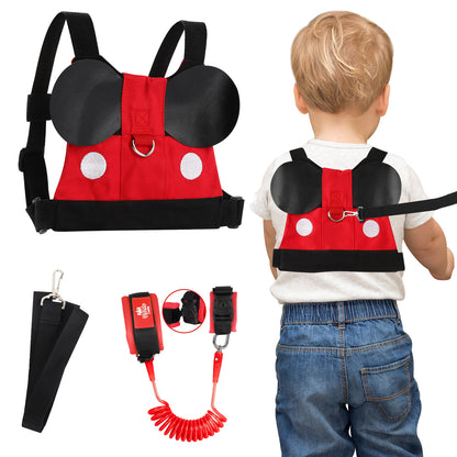 Toddlers Leash for Walking, Child Kid Backpack Anti Lost Wrist Link Safety Wrist 4 in 1 (Red)