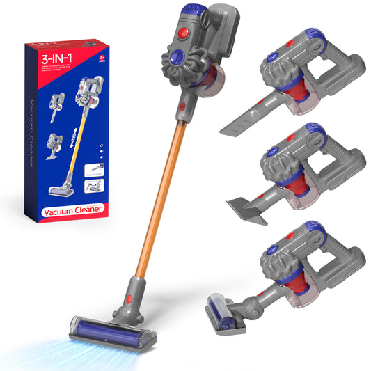 Toy Vacuum Cleaner for Kids, Cleaning Toy Set with Working Suction, Realistic 3-in-1 Vacuum Cleaner Toy for Toddler Cordless Home Cleaning Toy, Best Birthday Gifts for 2-5 Year Old Kids