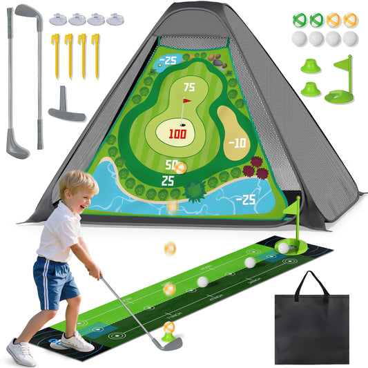 Golf Toys Set for Kids, Golf sticky target with Sticky Ball, Golf Putting Practice Mat with Storage Bag, Sticky Practice Golf Game Set for 2 3 4 5 6 Year Old Boys Girls Indoor Outdoor