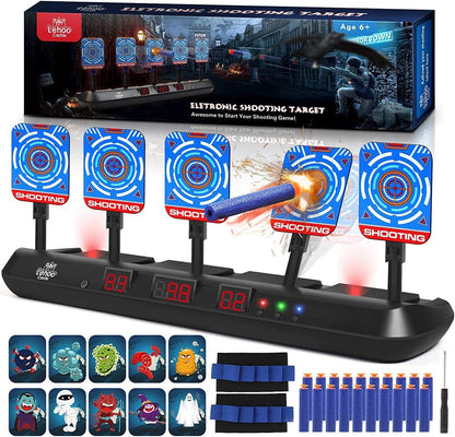 LC Shooting Targets for Nerf, 5 Targets Shooting Games for Kids, Digital Scoring Target, Gifts for 5 6 7 8 9 10 Year Old Boy