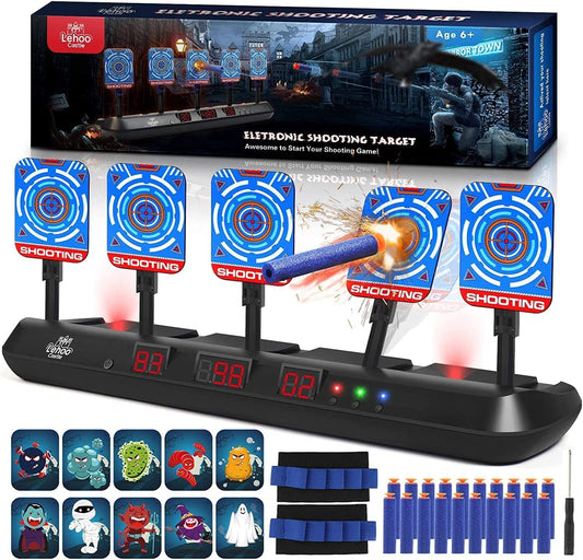 LC Shooting Targets for Nerf, 5 Targets Shooting Games for Kids, Digital Scoring Target, Gifts for 5 6 7 8 9 10 Year Old Boy