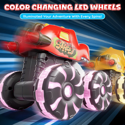 3 Pack Monster Truck Toys, Toy Truck with Flashing LED Wheels, Toddler Toy Car, Press & Go Cars, Toddler Toys 1-3 for Boys Birthday Gift